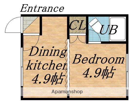 サンハイツA棟(1DK/2階)の間取り写真