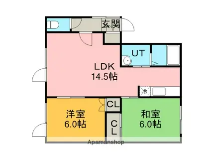 コートソアラ(2LDK/1階)の間取り写真