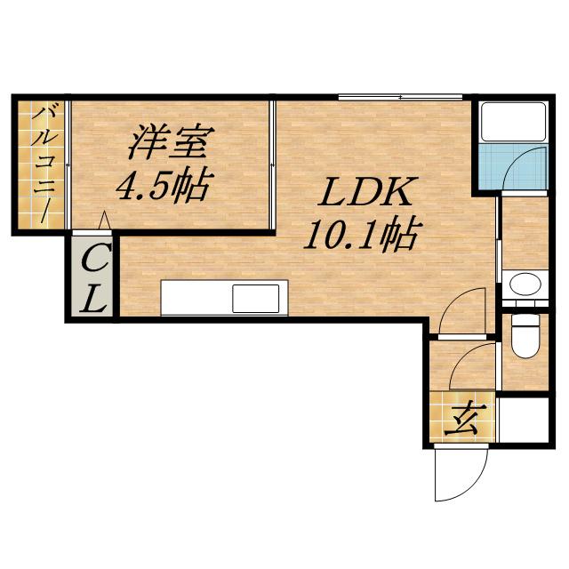 カルグランデ17(1LDK/4階)の間取り写真