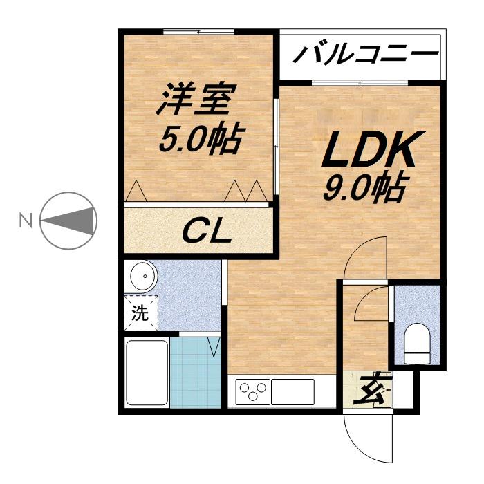 グランディール南5条(1LDK/2階)の間取り写真