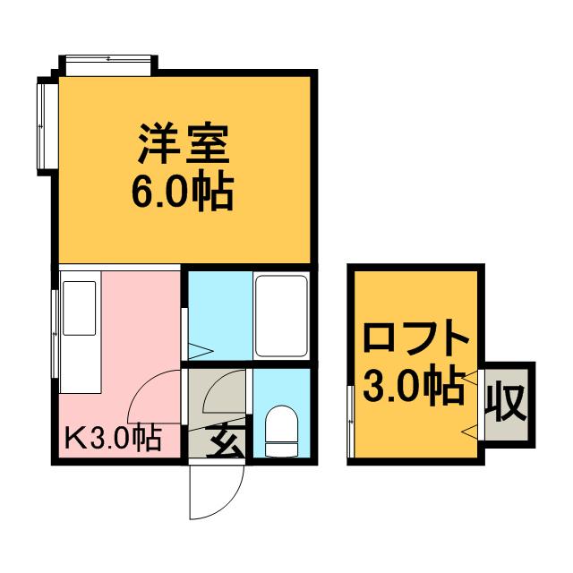 ロワジール麻生(1K/3階)の間取り写真