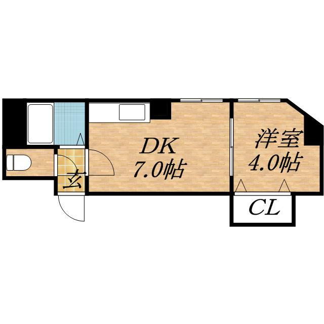 パルコート光星(1DK/2階)の間取り写真