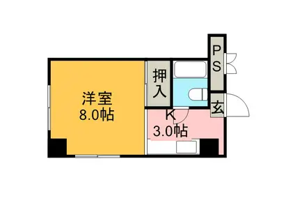 三共ハイツ(1K/6階)の間取り写真