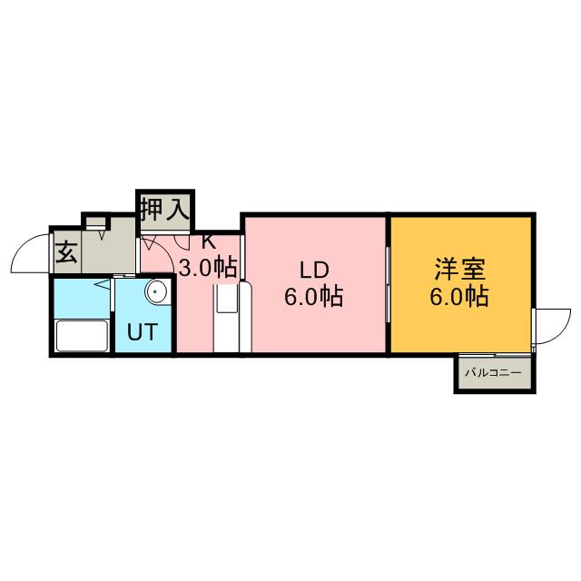 港プロシード16(1DK/1階)の間取り写真