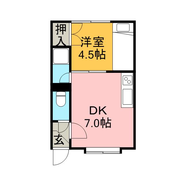 ルミエール21(1DK/1階)の間取り写真