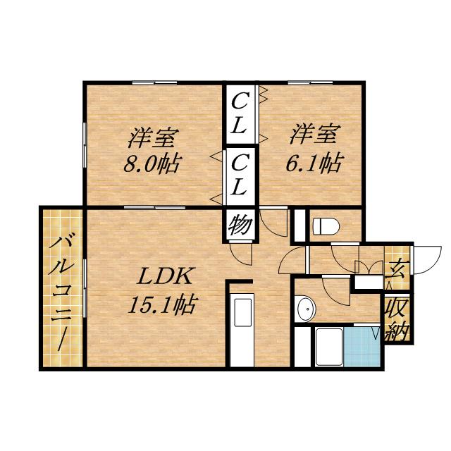 エスペランサ(2LDK/2階)の間取り写真