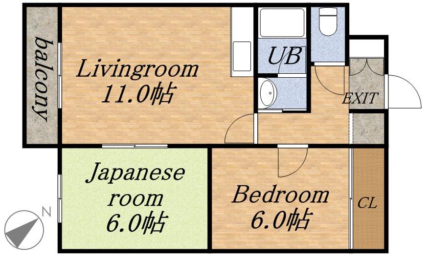 マンションえむず(2LDK/5階)の間取り写真