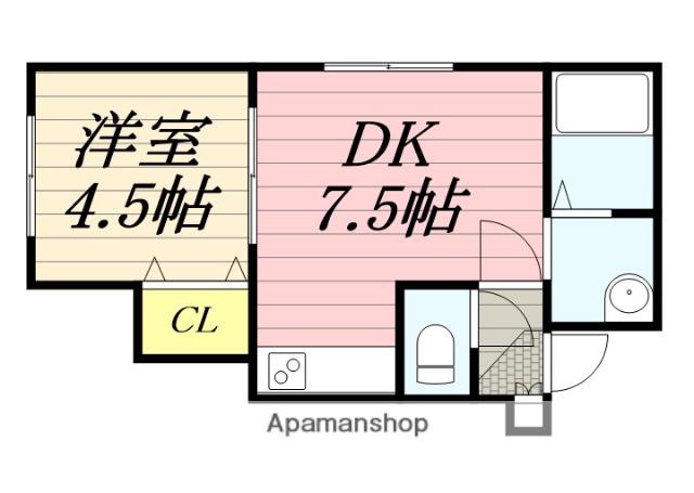 麻生一番ハイツ(1DK/3階)の間取り写真