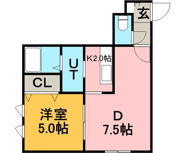 ブランノワールAMJ711(1DK/2階)の間取り写真