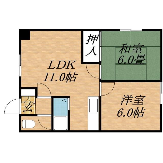 カーサ本町(2LDK/2階)の間取り写真