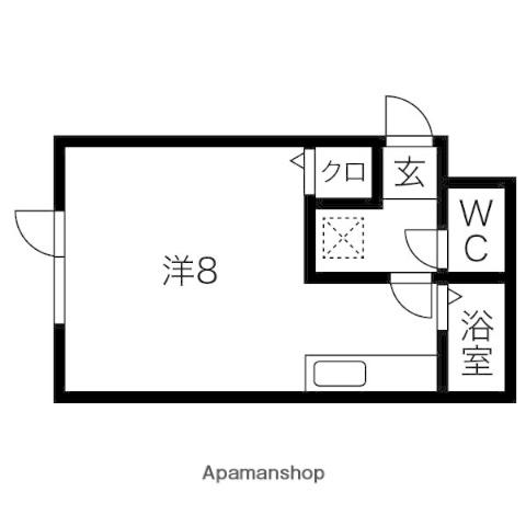 ベノア北20(ワンルーム/1階)の間取り写真