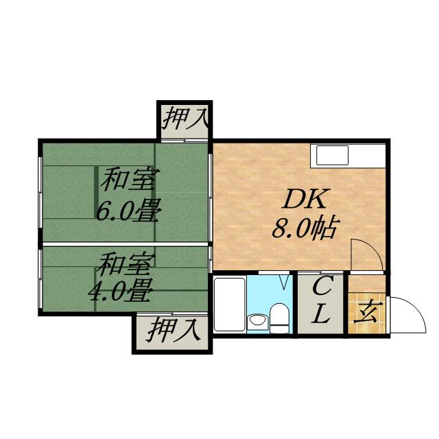 北洋ハイツ21(2DK/3階)の間取り写真