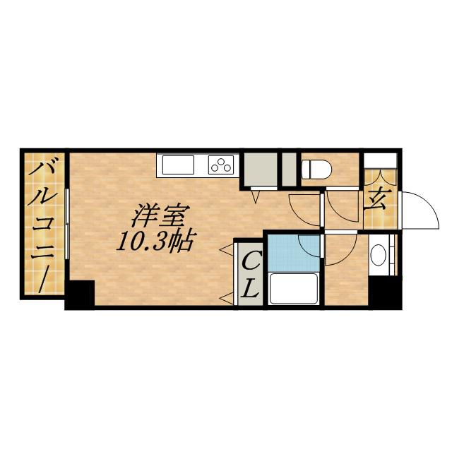 バロンドール(ワンルーム/8階)の間取り写真