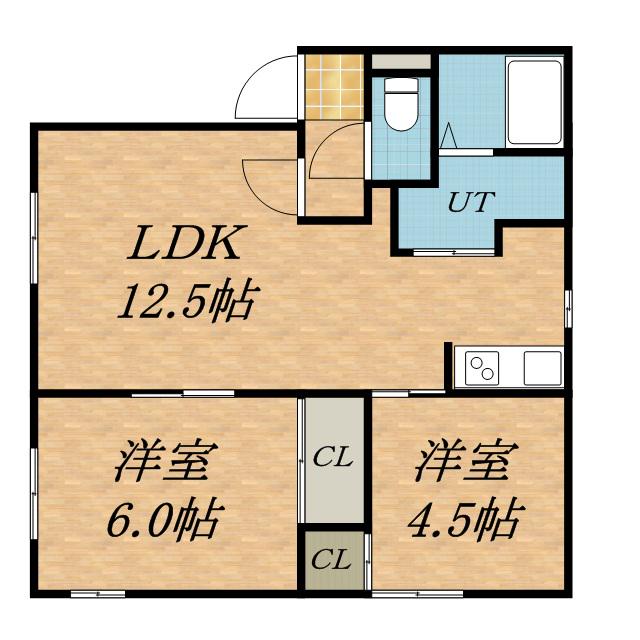 FELICE東(2LDK/2階)の間取り写真