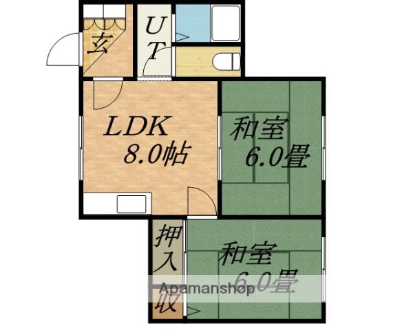 コーポ金沢(2LDK/2階)の間取り写真