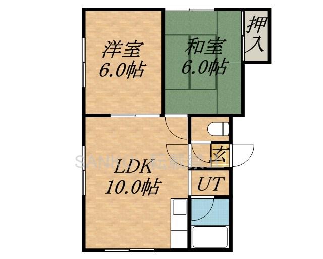 メゾンドール44(2LDK/3階)の間取り写真