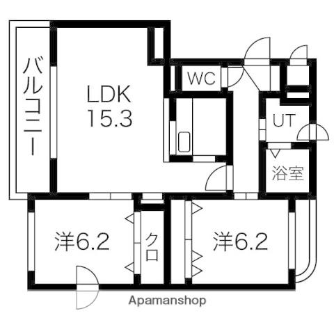 アコール栄町Ⅰ(2LDK/3階)の間取り写真