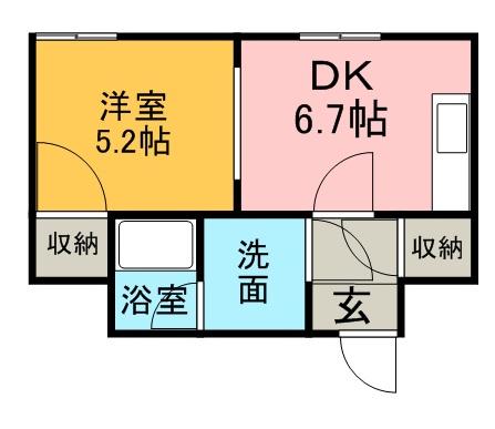 ローヤルハイツ261(1DK/3階)の間取り写真