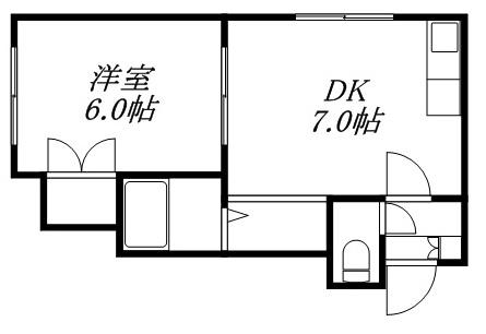 第3パレス日成(1DK/1階)の間取り写真