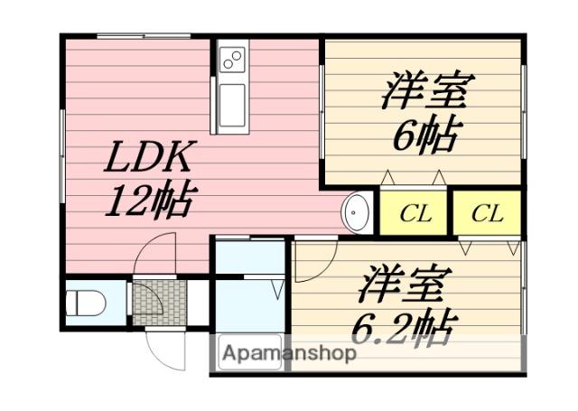 ルピナス花川(2LDK/2階)の間取り写真