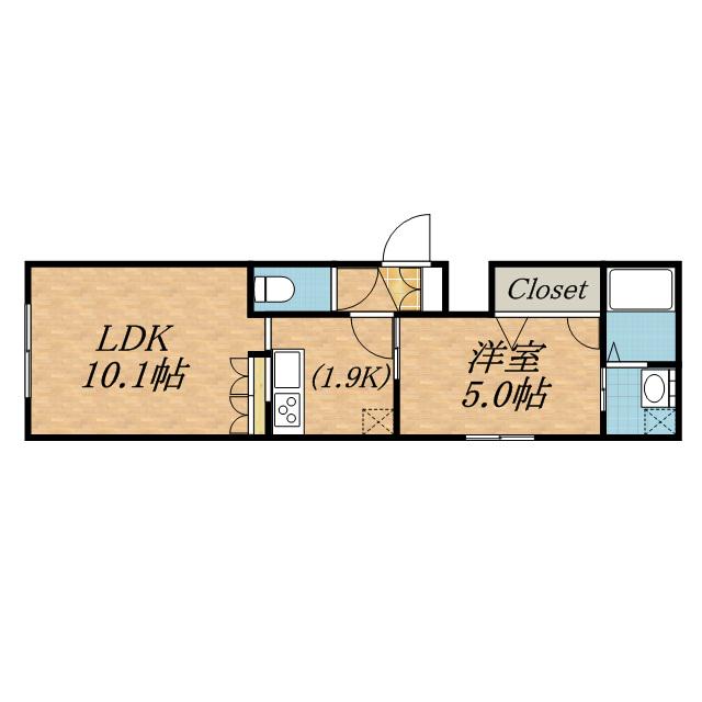 グランメール 本郷通8南BS(1LDK/3階)の間取り写真