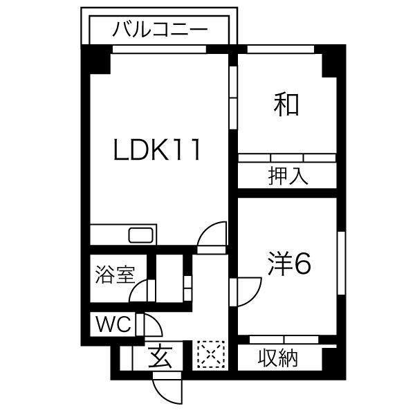 マンションえむず(2LDK/5階)の間取り写真