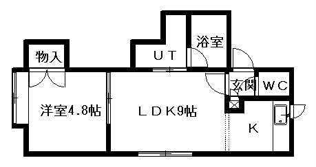 ホープ麻生6(1LDK/2階)の間取り写真