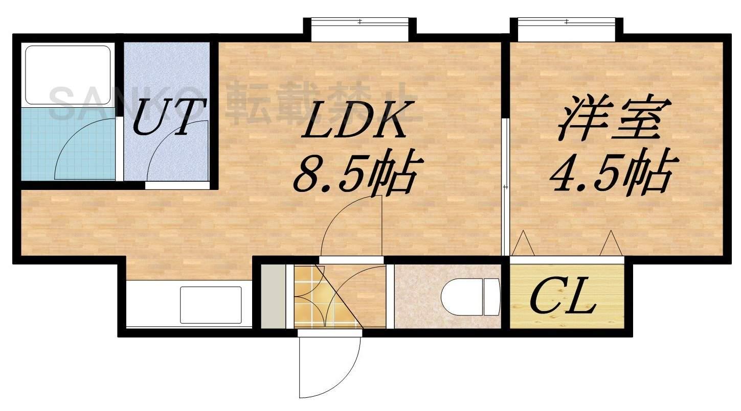 ベリーフィールド(1DK/2階)の間取り写真