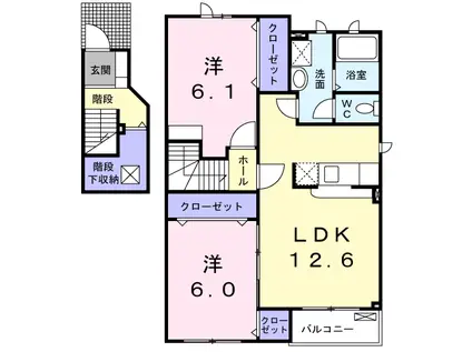 ポップファームⅠ(2LDK/2階)の間取り写真