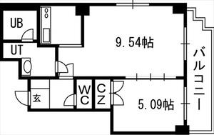 ローザス23(1LDK/6階)の間取り写真