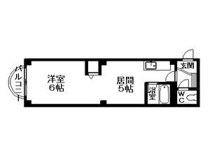 ウィングス札幌(1DK/3階)の間取り写真