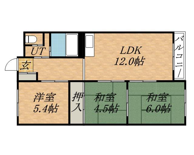 佐渡伏古マンション(1LDK/3階)の間取り写真