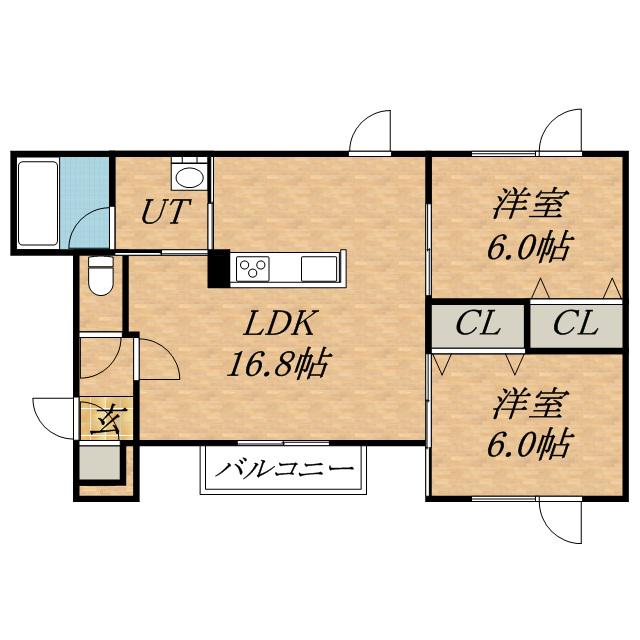 フォンテーヌF8(2LDK/1階)の間取り写真