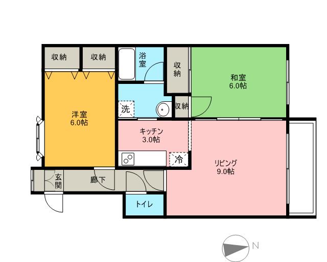 エトワール伏古 A棟(2LDK/2階)の間取り写真