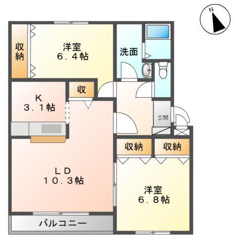 グランドール瑞穂(2LDK/1階)の間取り写真