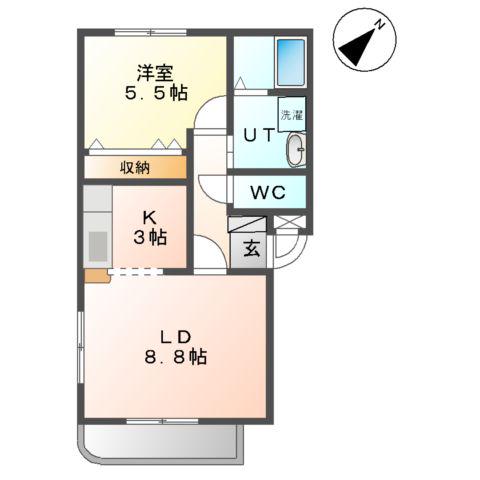 フィールド・ピア(1LDK/1階)の間取り写真
