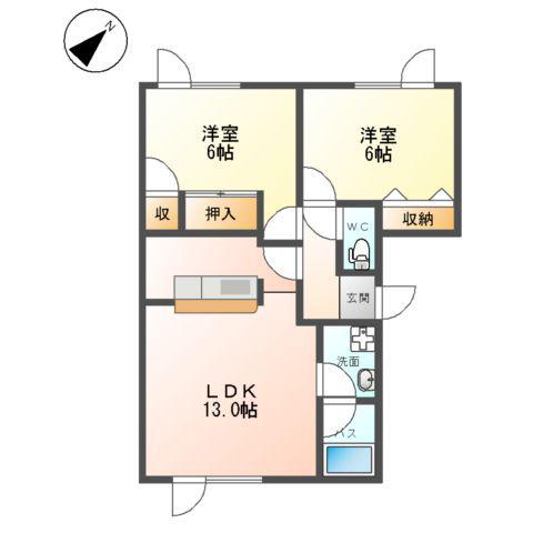 ファミィーユ4・3(2LDK/1階)の間取り写真