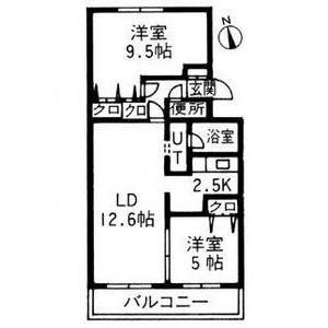 ル・ブランプルミエ2(2LDK/3階)の間取り写真