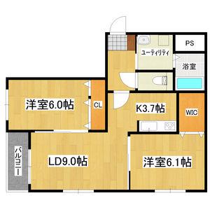 A BOND菊水(2LDK/3階)の間取り写真