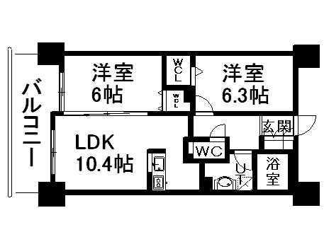 グレイスコート北18条(2LDK/11階)の間取り写真