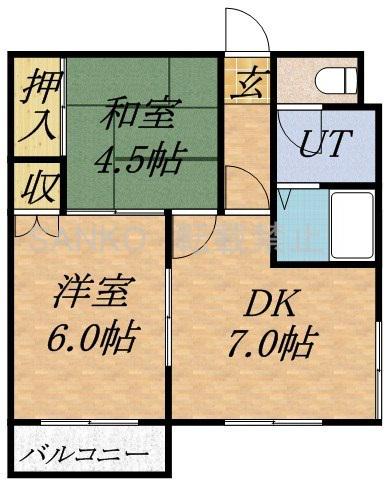 ソシアルコートN25(2DK/2階)の間取り写真