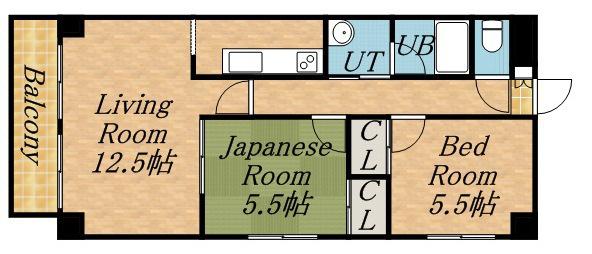 コスモ本町(2LDK/7階)の間取り写真