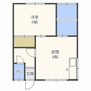 眞鶴荘(1DK/2階)の間取り写真