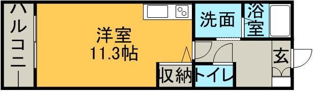 さくらハイツ2(ワンルーム/6階)の間取り写真