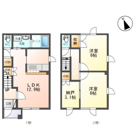 CALM COURTⅡカームコートツー(2SLDK/1階)の間取り写真