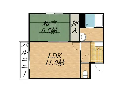 藤田ビル(1LDK/2階)の間取り写真