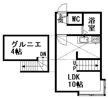 ハイライフ北34条(ワンルーム/2階)の間取り写真