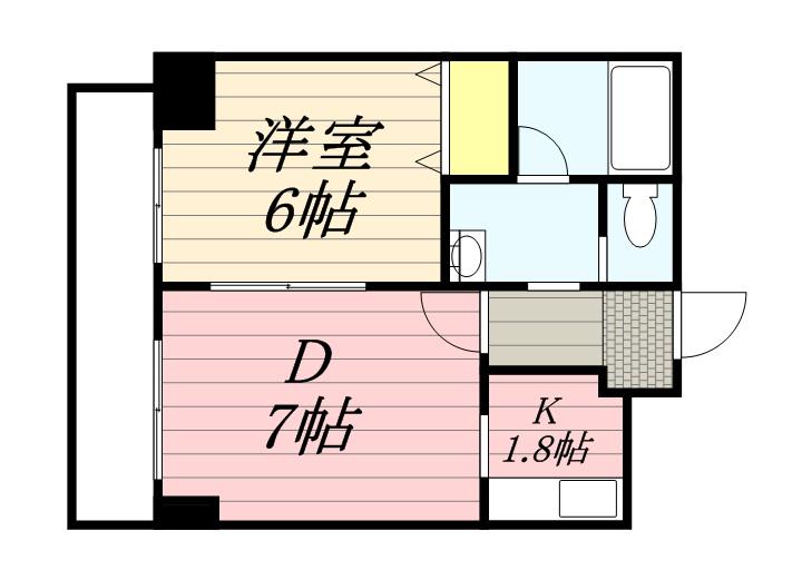 ドーリス札幌(1DK/4階)の間取り写真