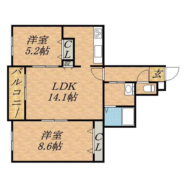 アビタシオン美香保(2LDK/1階)の間取り写真