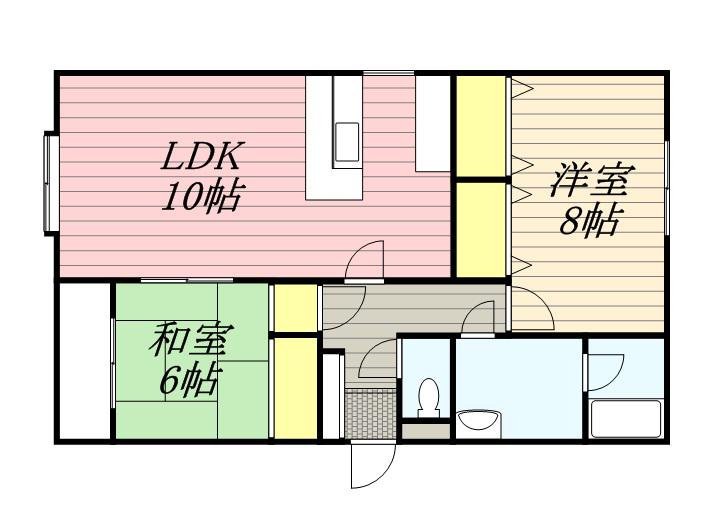 フラット佳月(2LDK/4階)の間取り写真